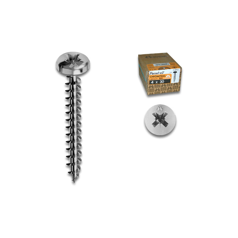foto del prodotto vite a pannello testa cilindrica pz2 filettatura totale 4x40mm confezione da 500 pvaczc400400c8c mustad