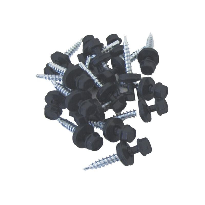 foto del prodotto vite autoforante con rondelle per piastra in acciaio zincato, verniciatura opaca x100 l 35 mm - colore grigio antracite opaco, lunghezza 3,5cm