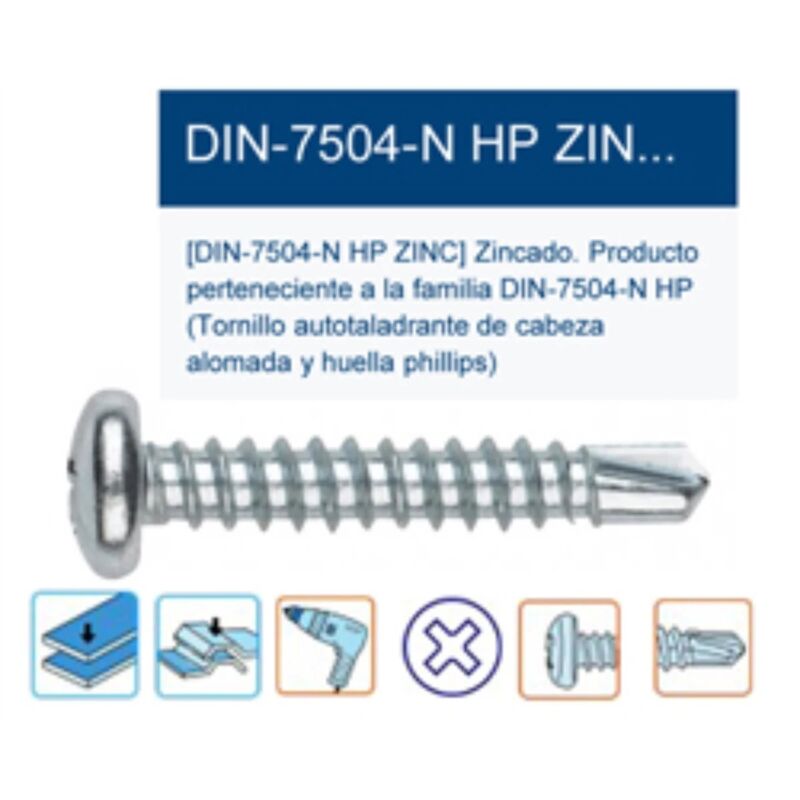 foto del prodotto vite autoperforante - testa bombata - incavo phillips - zincata 4,2 x 25 - confezione da 500 pezzi