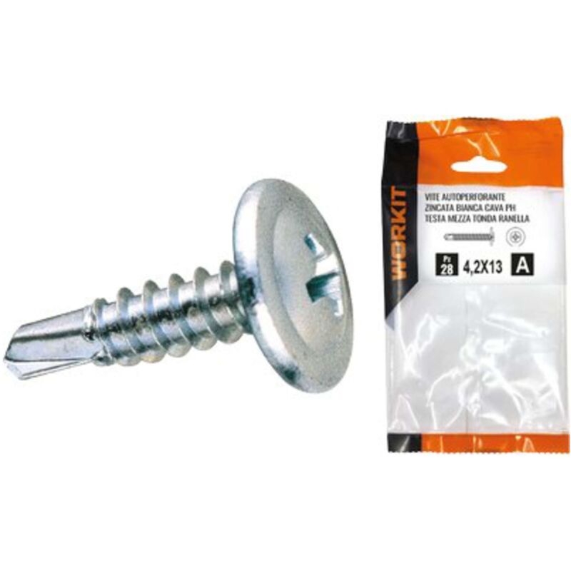 foto del prodotto vite autoperforante tmt ranellata self workit - zincata bianca cava ph mm 4,8x38 cf pz 12 - 5 confezione