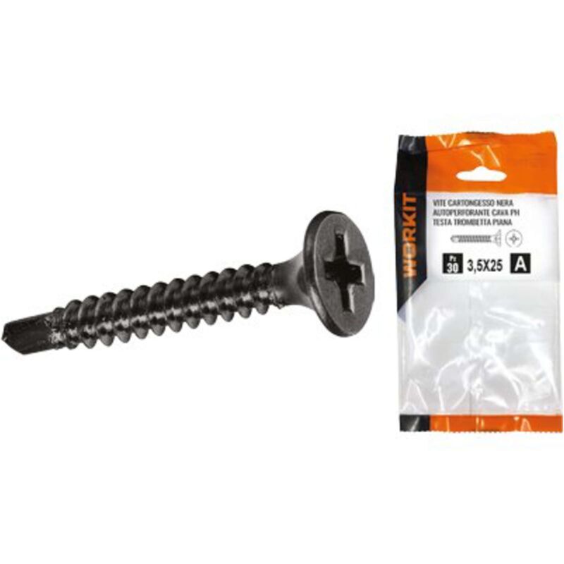 foto del prodotto vite cartongesso autoperforante ttp self workit - fosfatata nera cava ph mm 3,5x45 cf pz 21 - 5 confezione
