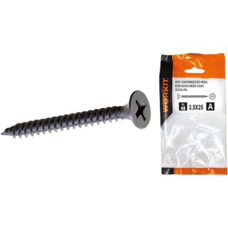foto del prodotto vite cartongesso ttp self workit - fosfatata nera cava ph mm 3,5x25 cf pz 48 - 5 confezione
