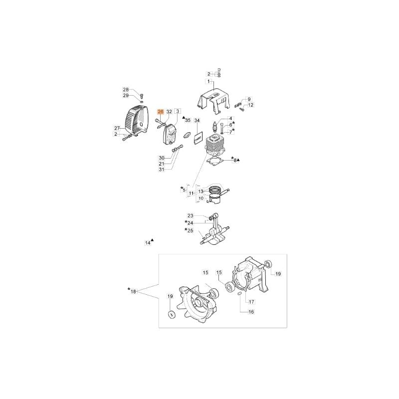 foto del prodotto vite decespugliatore modelli 446bp originale oleomac 3806054ar 3806054