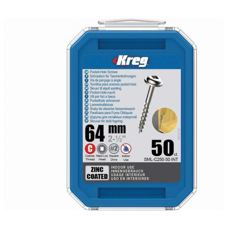 foto del prodotto vite in zinco kreg 64 mm con filettatura grossa confezione da 50 viti sml c250 50 int