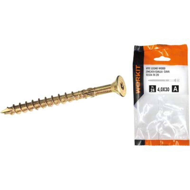 foto del prodotto vite legno wood self workit - zincata gialla cava tx20 mm 4,0x60 cf=pz 13 - 5 confezione