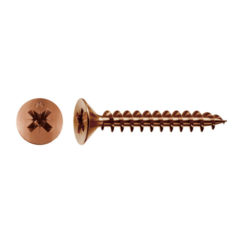 foto del prodotto vite truciolare testa svasata piana 3 x 18mm bronzata panelvit. prezzo per 100 pezzi.