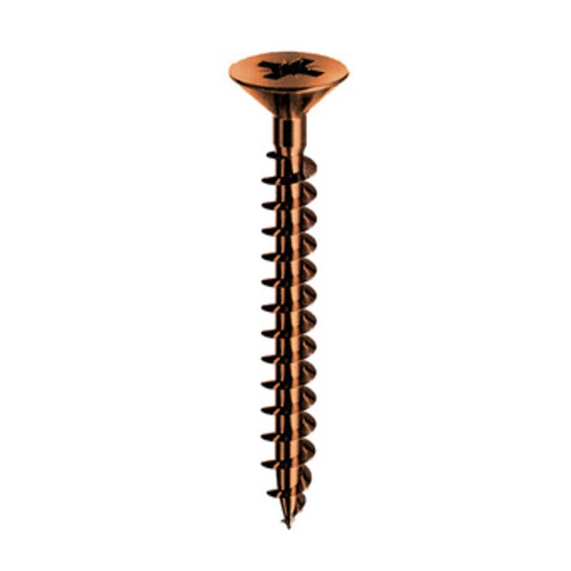 foto del prodotto vite truciolare testa svasata piana 5 x 35mm bronzata panelvit. prezzo per 100 pezzi.