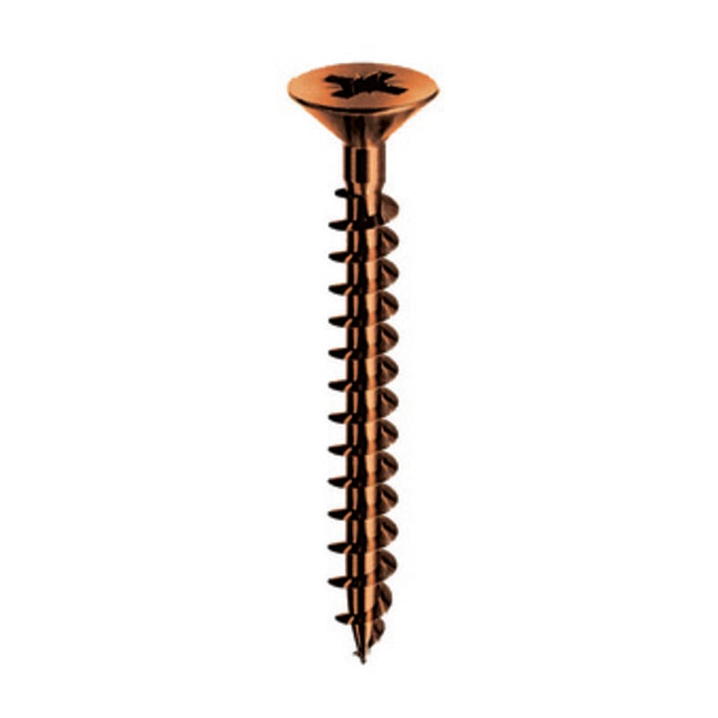 foto del prodotto vite truciolare testa svasata piana 5 x100mm bronzata panelvit. prezzo per 100 pezzi.