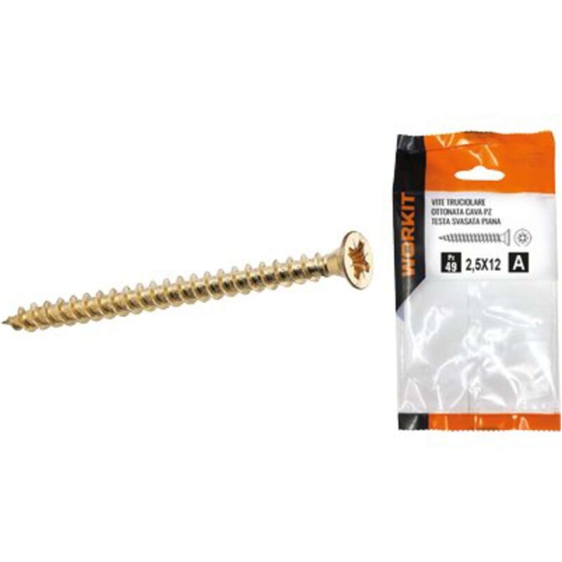 foto del prodotto vite truciolare tsp ottonata self workit cava pz filetto intero mm 5,0x25 cf pz 17 5 confezione