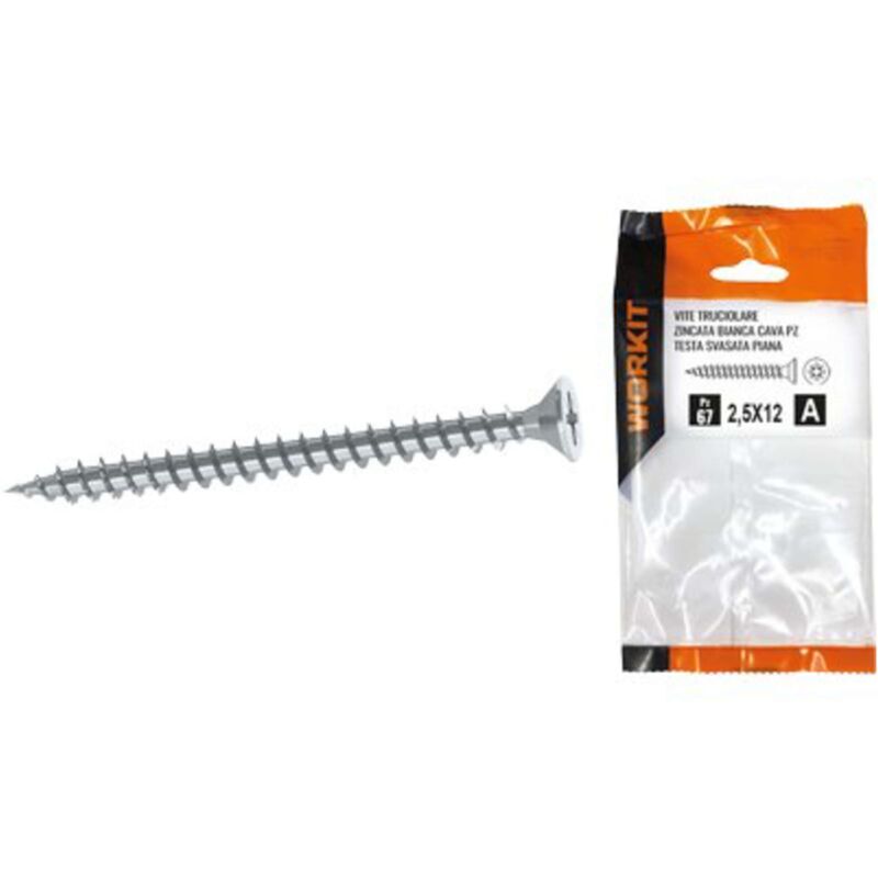 foto del prodotto vite truciolare tsp zincata bianca self workit cava pz filetto intero mm 3,5x12 cf pz 59 5 confezione