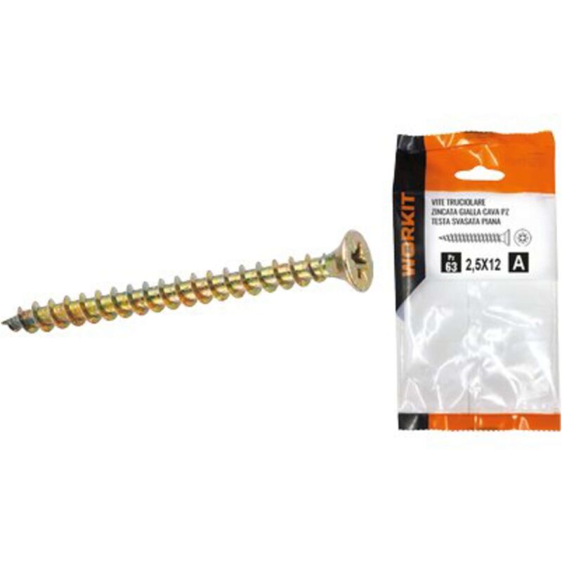foto del prodotto vite truciolare tsp zincata gialla self workit cava pz filetto intero mm 3,5x12 cf pz 56 5 confezione