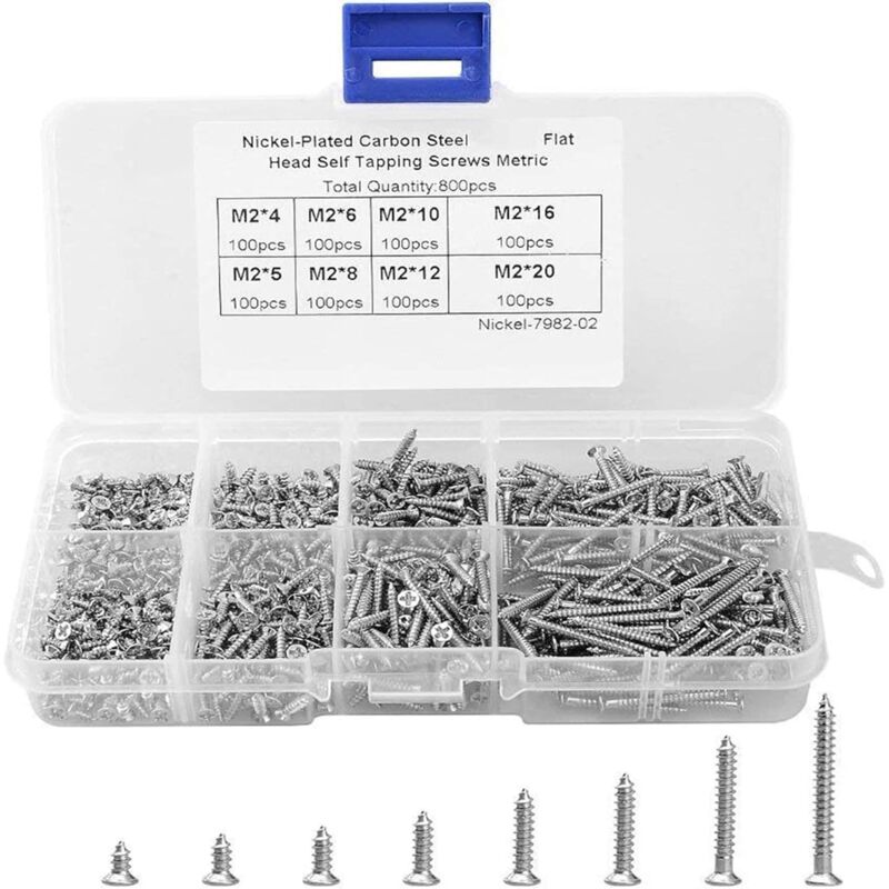 foto del prodotto viti autofilettanti in acciaio inossidabile m2 da 800 pezzi assortimento di ferramenta