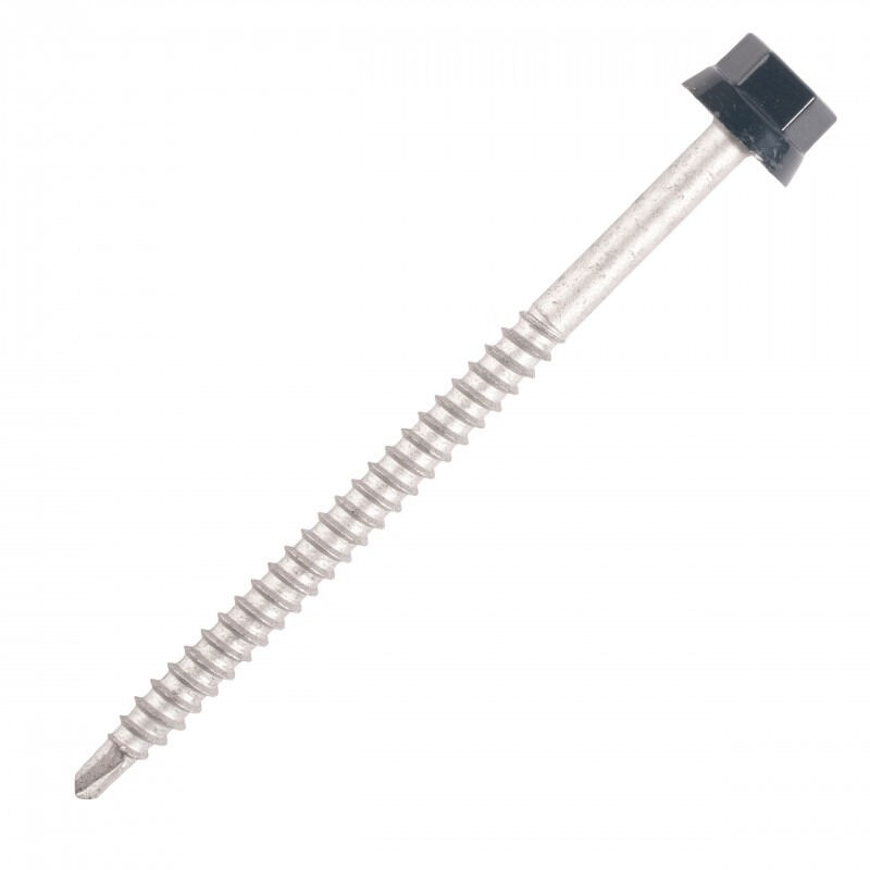 foto del prodotto viti in acciaio con nervatura supporto per legno 6,3 x 75 mm th12 bianco grigio alluminio ral9006 sacchetto da 100 ztw 63075 9006