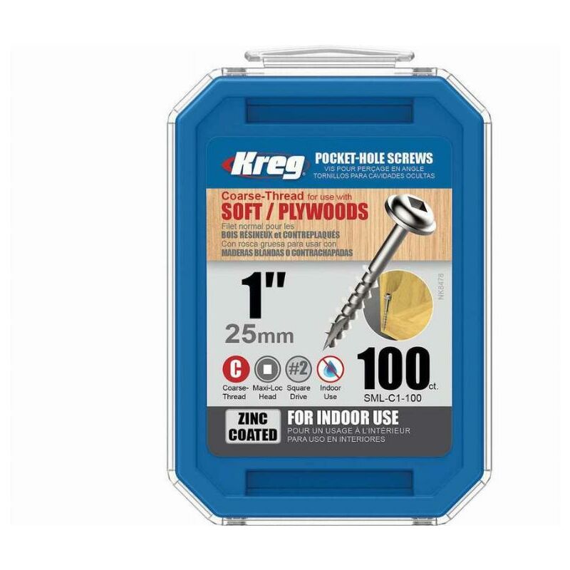 foto del prodotto viti in zinco kreg 25 mm con filetto grosso confezione da 500 viti sml c1 500 int