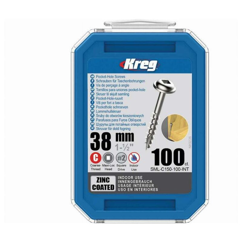 foto del prodotto viti in zinco kreg 38 mm con filetto grosso confezione da 250 viti sml c150 250 int