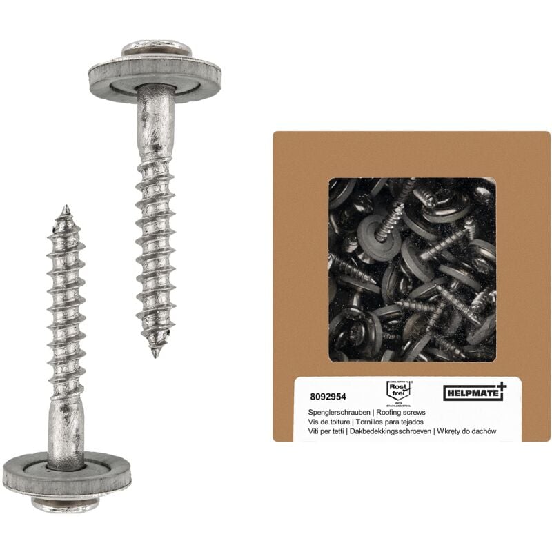 foto del prodotto viti spengler 4,5 x 25 mm, 50 pezzi, din 7995, in acciaio inox a2, pz2, din 7995, testa cilindrica, con disco e epdm di, argento, 4,5 x 25 mm