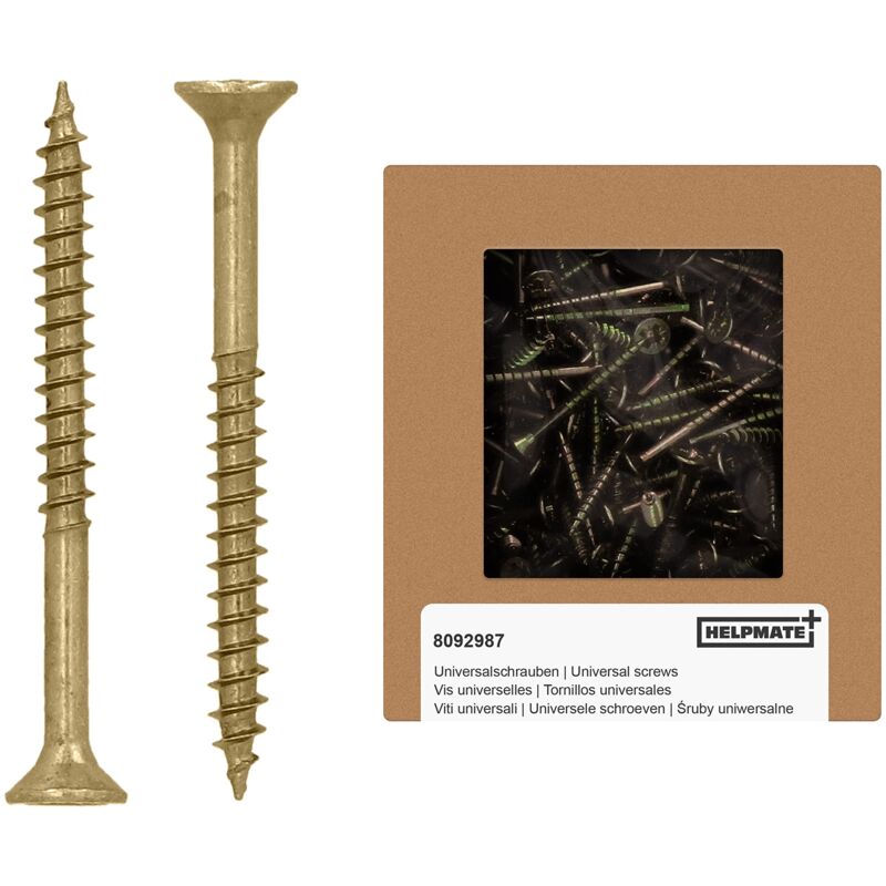 foto del prodotto viti universali a testa svasata 3,5 x 40 giallo passivato confezione da 300 viti per legno con attacco pz 2 e filettatura parziale viti per