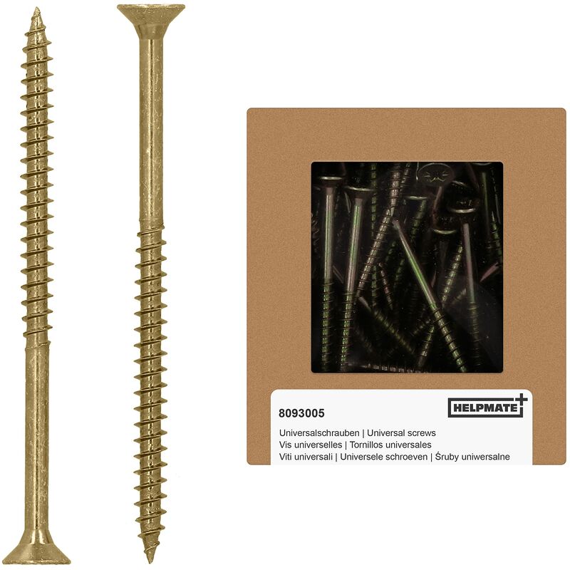 foto del prodotto viti universali a testa svasata 5,0 x 80 giallo passivato confezione da 75 viti per legno con attacco pz 2 e filettatura parziale viti per