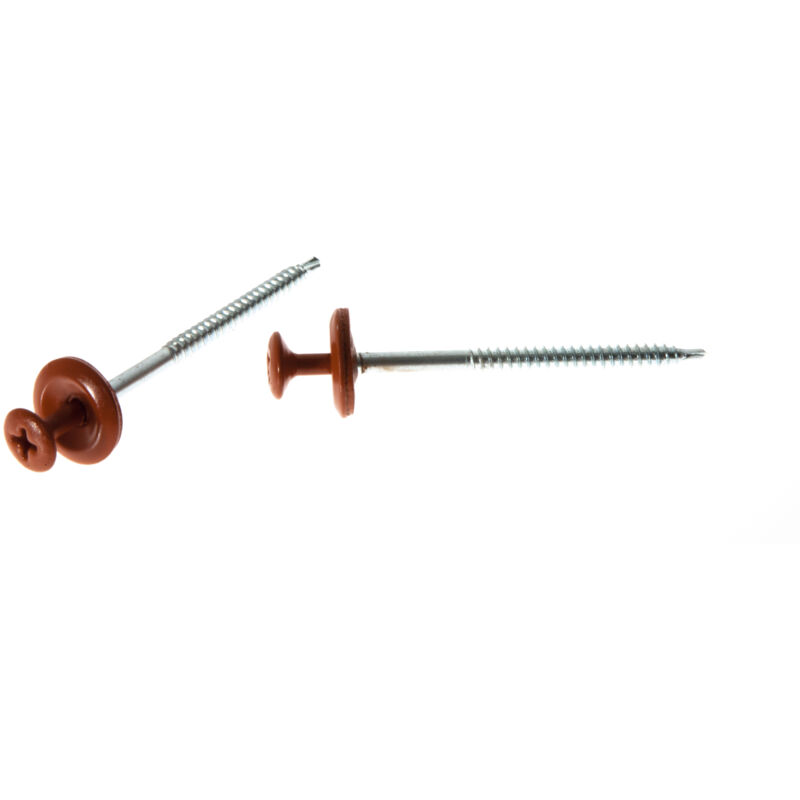 foto del prodotto viti universali onduline per legno e metallo con guarnizione. lunghezza 60mm colore rosso intense confezione da 100pz