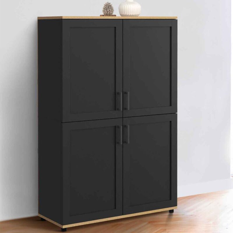 foto del prodotto vito aparador de 2 puertas, negro y efecto haya h. 125 cm