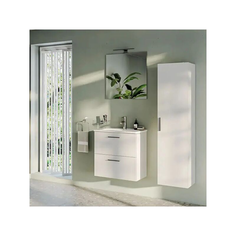 foto del prodotto vitra mobile bagno sospeso con specchiera e lavabo integrato modello mia composizione completa 80cm bianco lucido