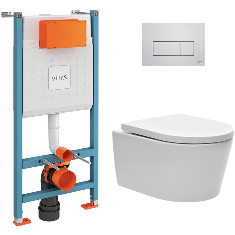 foto del prodotto vitra pacchetto per wc bati support v fix core wc senza flangia sat con fissaggi invisibili placca cromata lucida v fixsatrimless