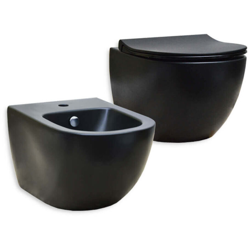 foto del prodotto vitra sanitari sento wc e bidet sospesi nero opaco senza brida