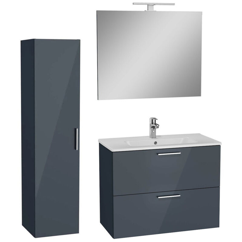 foto del prodotto vitra set mia set di mobili 79x61x39,5 cm con specchio, lavabo, illuminazione led armadio 145x35x35cm, antracite lucido