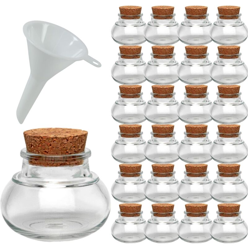 foto del prodotto viva haushaltswaren 25 vasetti porta spezie 40 ml, mini tappo bicchieri per ospite regali, spezie, ecc., con imbuto giallo