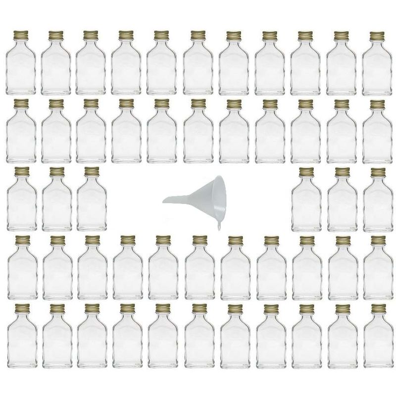 foto del prodotto viva haushaltswaren 50 mini bottiglie di vetro 20 ml con tappo a vite con imbuto del diametro di 5 cm