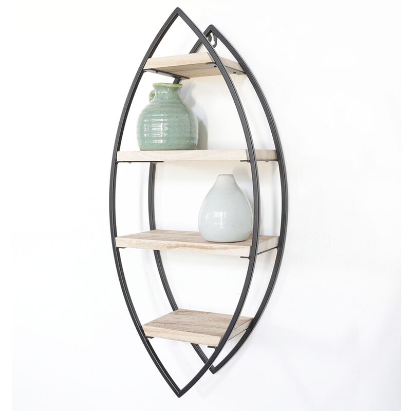 foto del prodotto vivol scaffale da parete ovale con 4 ripiani in legno 36x80cm