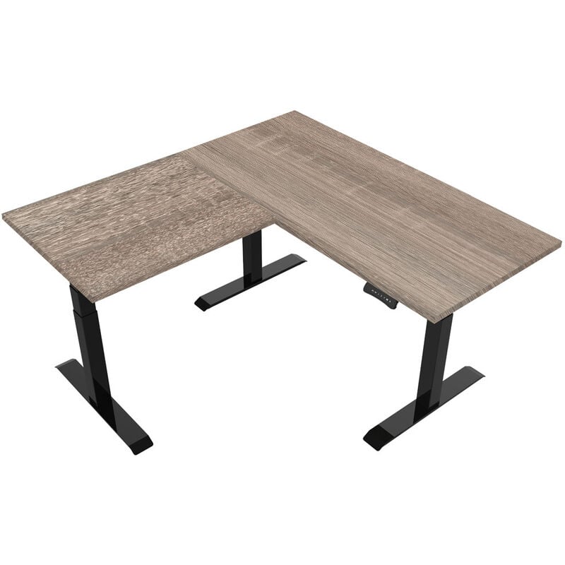 foto del prodotto vivol scrivania angolare regolabile elettricamente robson oak struttura sit stand nera