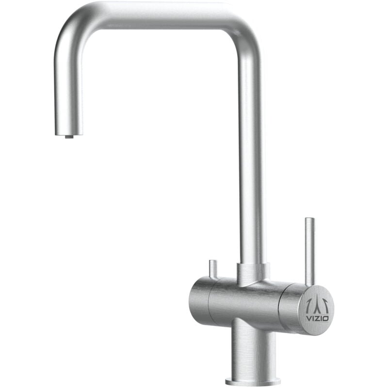 foto del prodotto vizio rubinetto 3 vie miscelatore lavello cucina in acciaio inox spazzolato per utilizzo con sistemi filtro canna a n acciaio chirurgico aisi 316