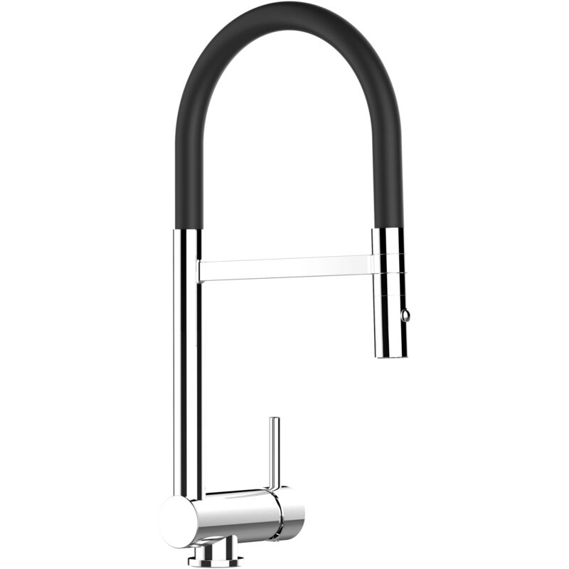 foto del prodotto vizio rubinetto abbattibile miscelatore lavello fontana cucina canna abbattibile 6 cm per sottofinestra canna nera movibile e doccia due getti
