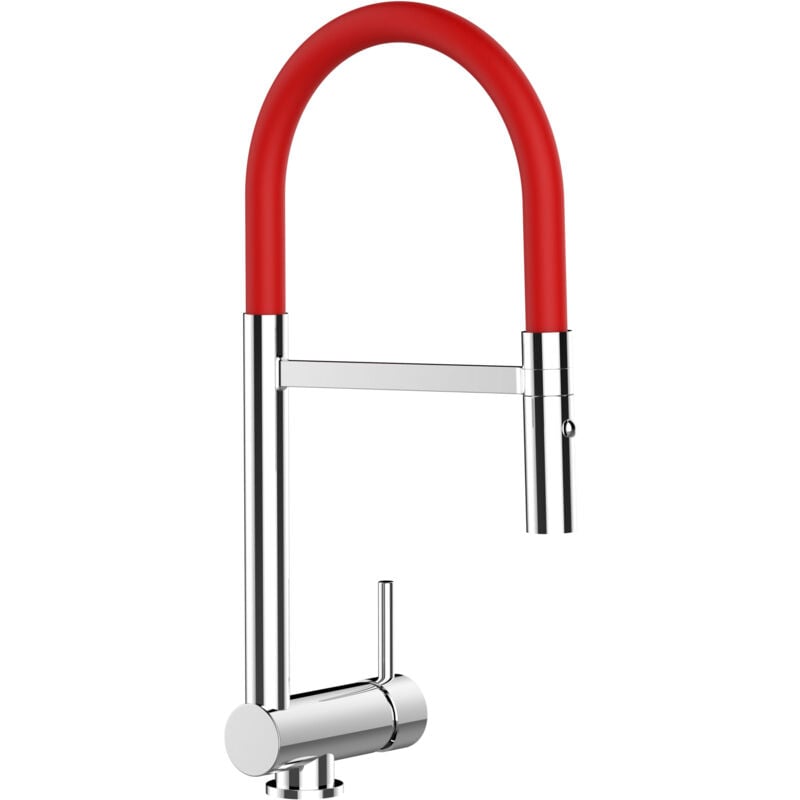 foto del prodotto vizio rubinetto abbattibile miscelatore lavello fontana cucina canna abbattibile 6 cm per sottofinestra canna rossa movibile e doccia due getti