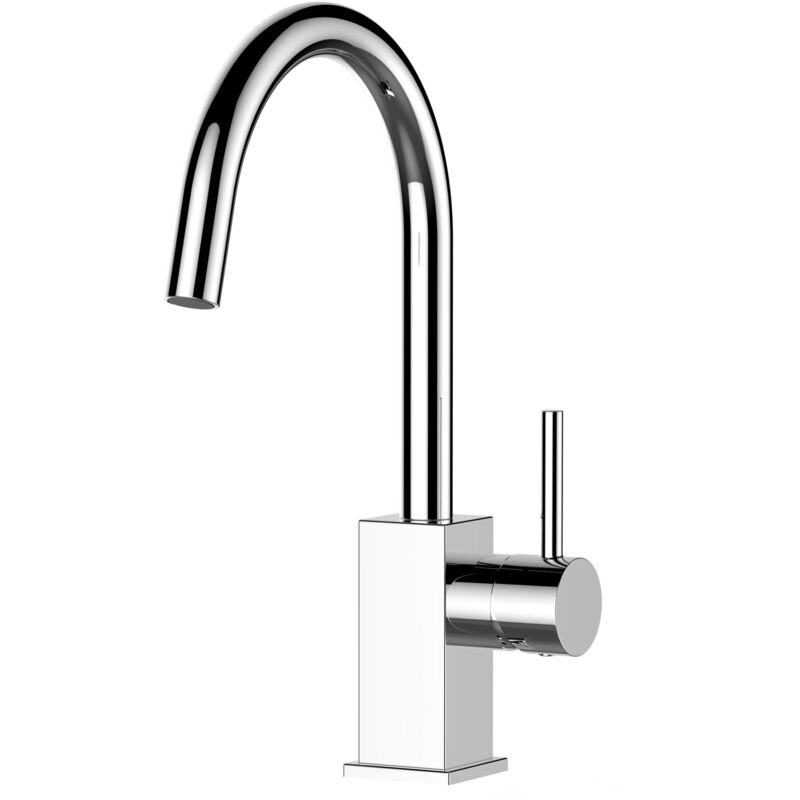 foto del prodotto vizio rubinetto miscelatore lavello fontana cucina quadrato con canna alta a u