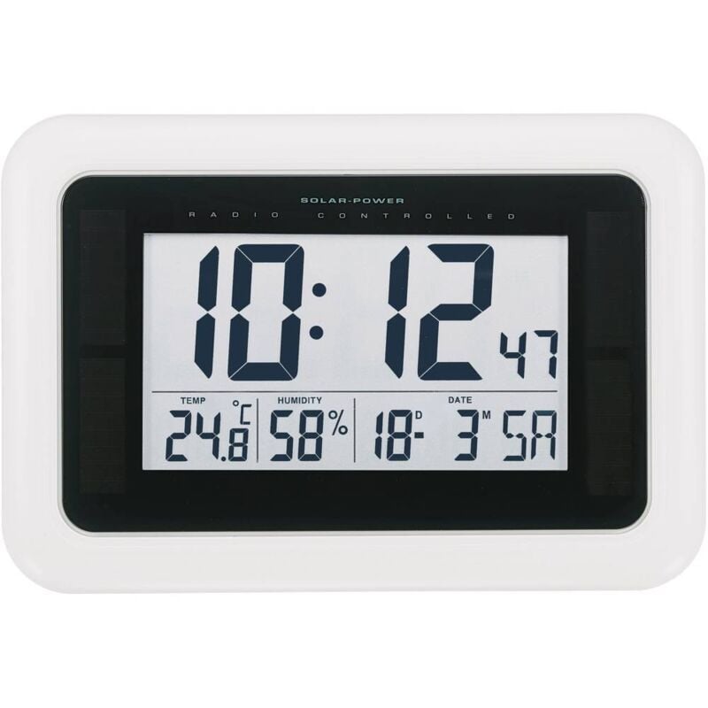 foto del prodotto voelkner selection kw9101 solare, radiocontrollato orologio da parete 280 mm x 190 mm x 23 mm bianco