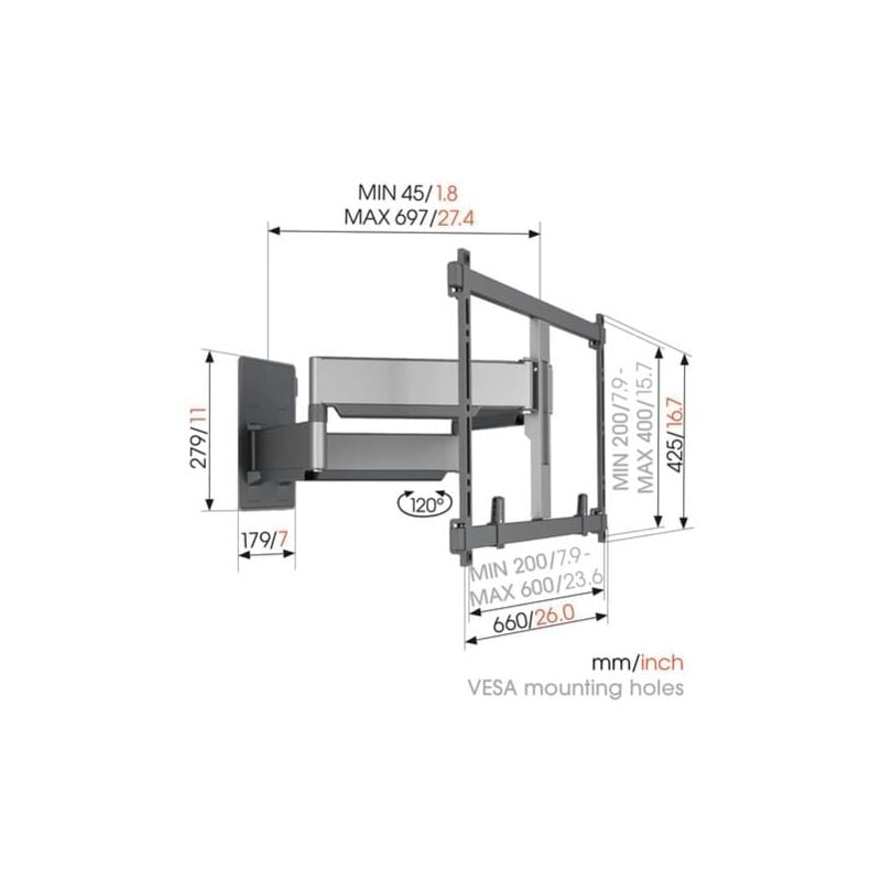 foto del prodotto vogels vogel s elite tvm5855 supporto a parete per tv girevole a 120 da 140 254 cm 55 100 