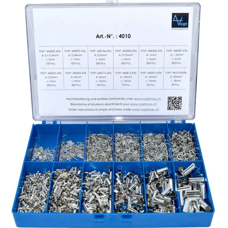 foto del prodotto vogt verbindungstechnik 4010 assortimento capicorda non isolato argento 3405 pz.