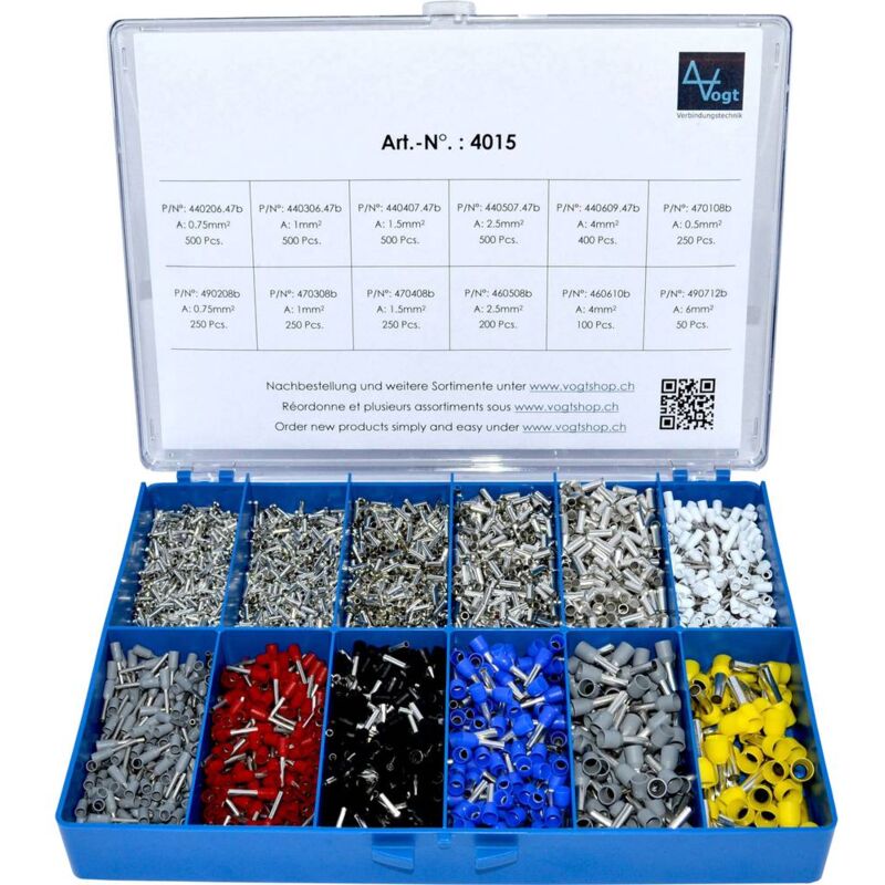 foto del prodotto vogt verbindungstechnik 4015 assortimento capicorda 0.5 mm , 6 mm parzialmente isolato argento, bianco, grigio, rosso,
