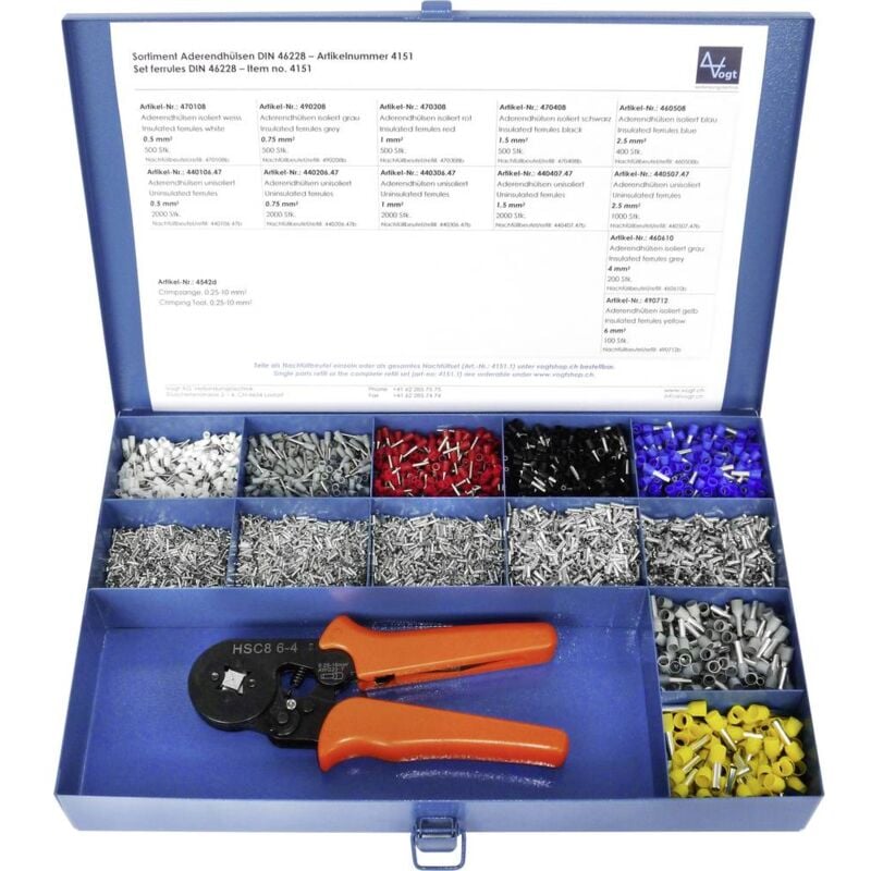 foto del prodotto vogt verbindungstechnik 4151 assortimento capicorda parzialmente isolato argento, giallo, rosso, blu, grigio, nero, ver