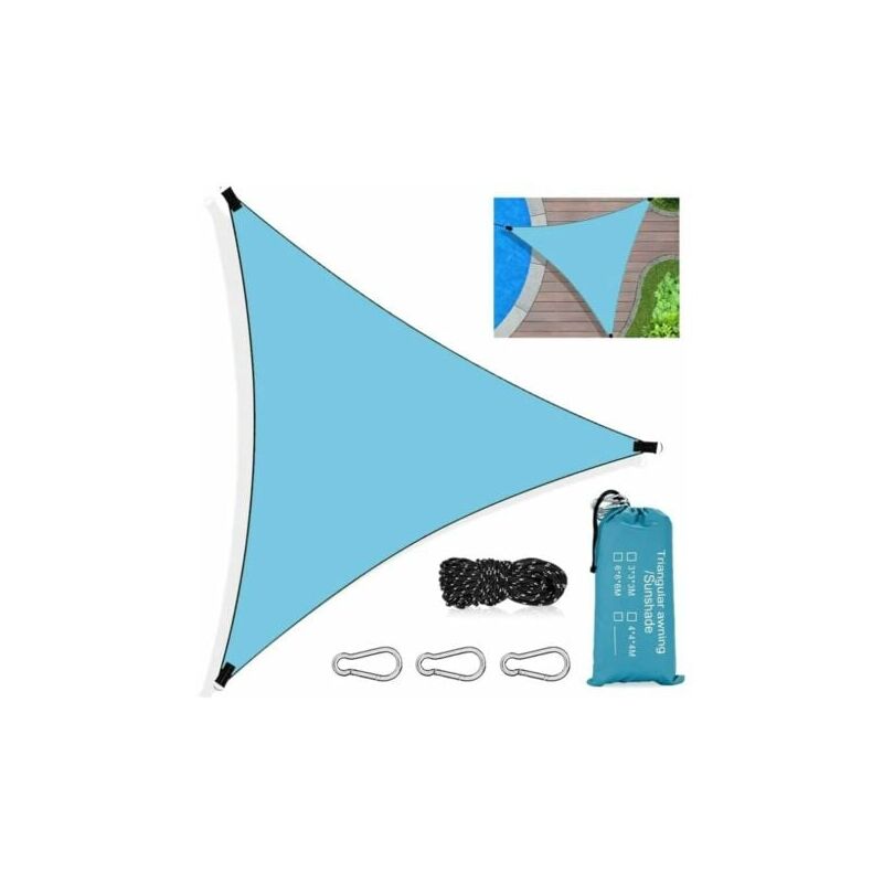 foto del prodotto voile d ombrage triangulaire, tissu d ombrage triangulaire imperm able de protection uv avec corde, mousqueton et sac de rangement pour cour, jardin,