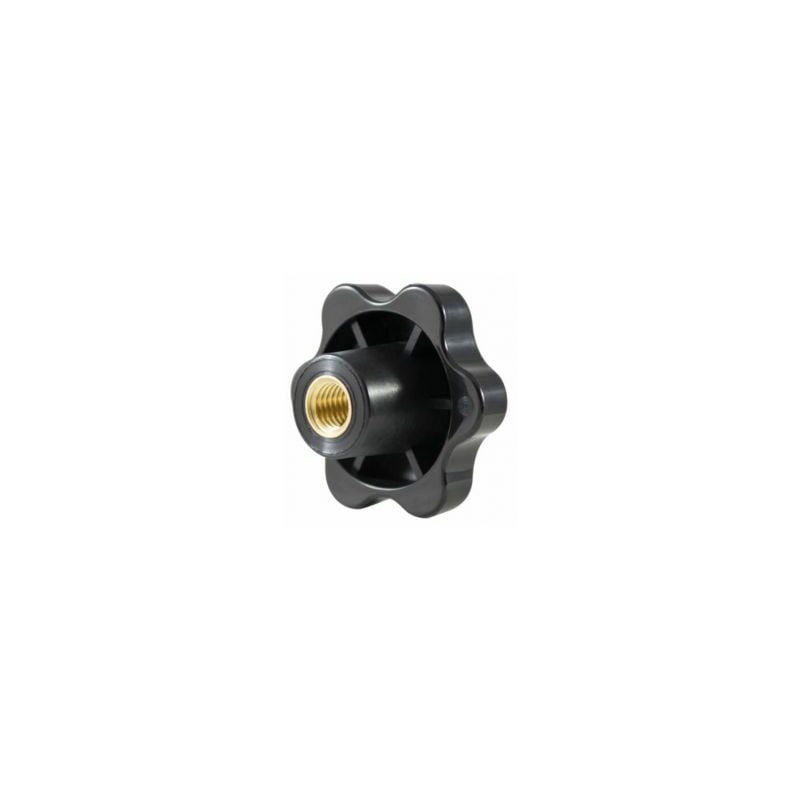 foto del prodotto volantino manopola pomello 6 lobi femmina boccola ottone filettata cieca 27858v d.30 m6 39458 