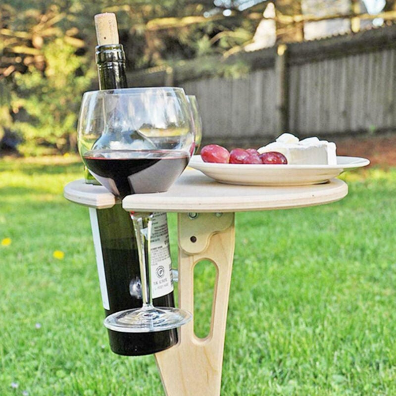 foto del prodotto volavo portabicchieri da vino da tavolo in legno pieghevole portatile per esterni per feste da picnic in giardino sulla spiaggia