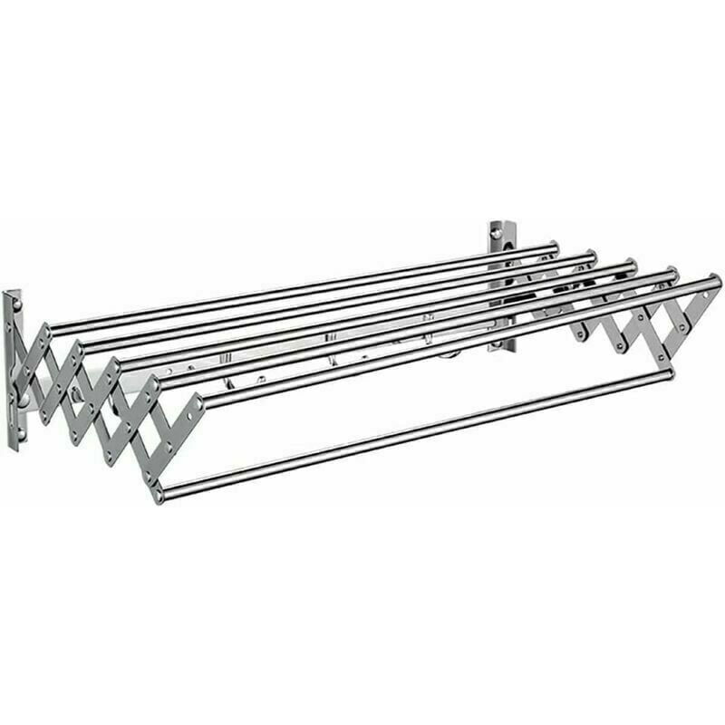 foto del prodotto volavo portasciugamani da parete estensibile in acciaio inox, 5 barre appendiabiti per bagno, balcone, soggiorno, esterno