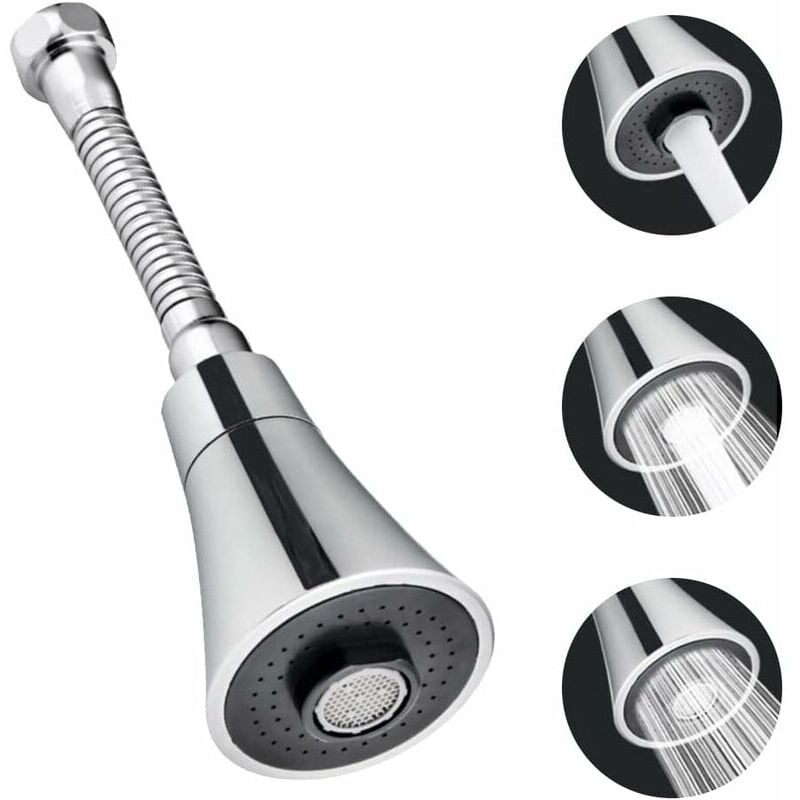 foto del prodotto volavo testa del rubinetto della cucina in acciaio inossidabile abs, spruzzatore estraibile da 19 cm, rubinetto della cucina, girevole a 360 ,
