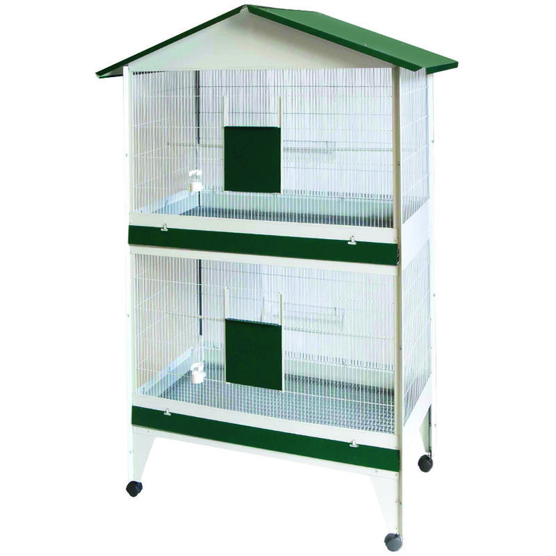 foto del prodotto voliera a casetta con divisorio per uccelli cm.65x50x160h.