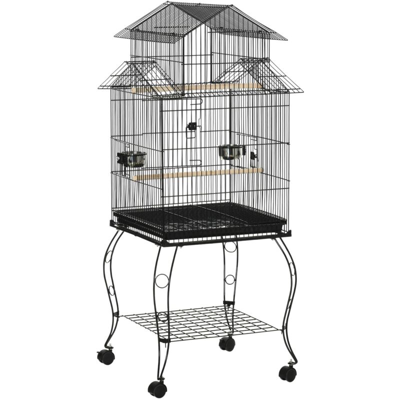 foto del prodotto voliera gabbia per uccelli 50x49x137 cm in acciaio nero