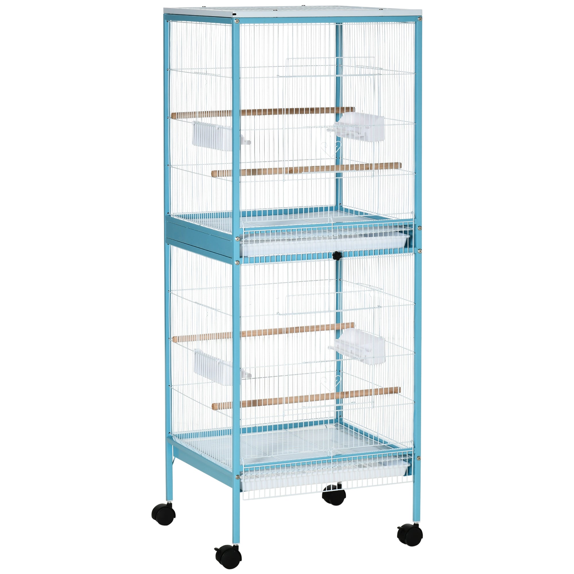 foto del prodotto voliera gabbia per uccelli 51,5x50x140 cm in acciaio azzurro