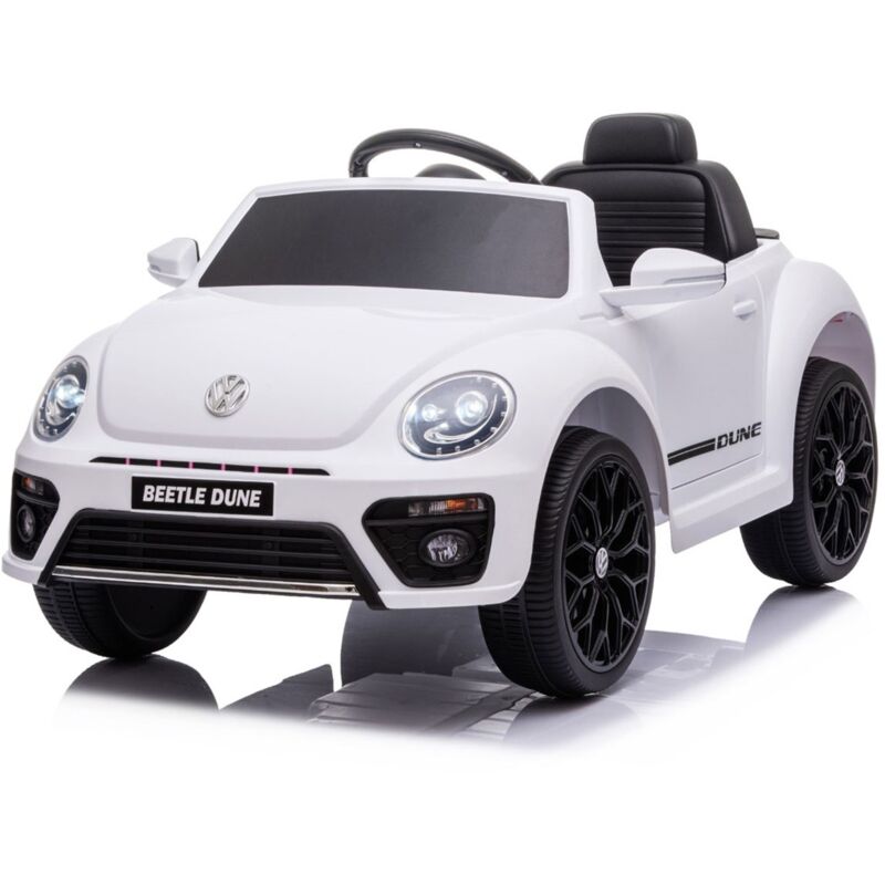 foto del prodotto volkswagen beetle bianco auto macchina elettrica bambini 12 v